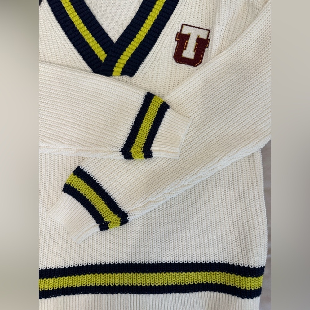 The Upside from Anthropologie Varsity Josie Sweater in Ivory Comb - Sz XS - Picture 11 of 12